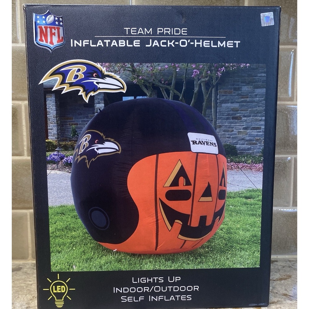 NFL Baltimore Ravens 4ft Inflatable Jack-O'-Helmet Halloween LED Lighted NIB⁠